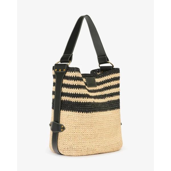 Isabel Marant Bayia Shoulder Bag in Black and Natural | Shoulder & Crossbody Bags | Coveti