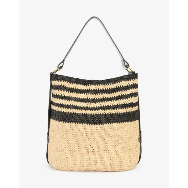 Isabel Marant Bayia Shoulder Bag in Black and Natural | Shoulder & Crossbody Bags | Coveti