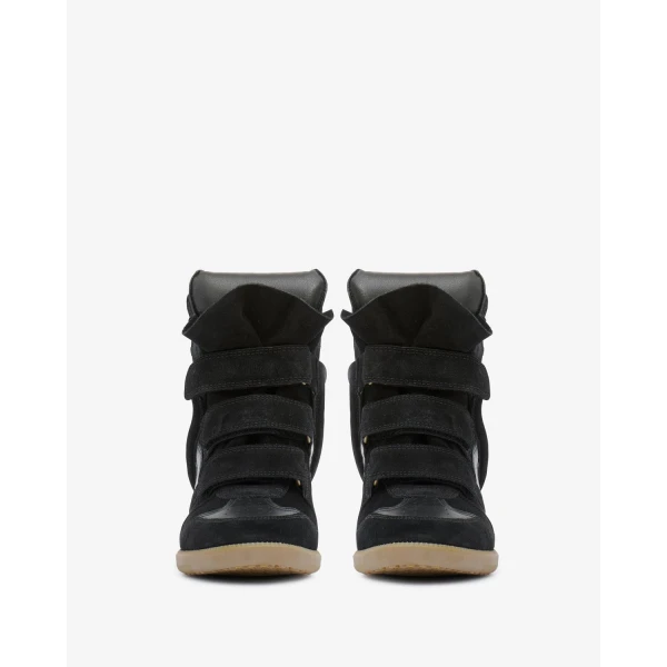 Isabel Marant Bekett Mixed Leather Sneakers in Black | Sneakers | Coveti