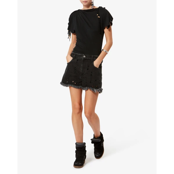 Isabel Marant Bekett Mixed Leather Sneakers in Black | Sneakers | Coveti