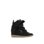 Isabel Marant Bekett Mixed Leather Sneakers in Black | Women | Coveti