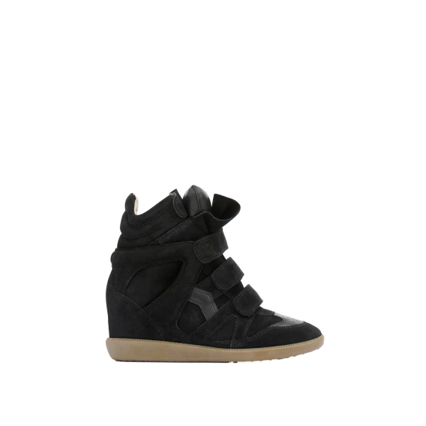 Isabel Marant Bekett Mixed Leather Sneakers in Black | Women | Coveti