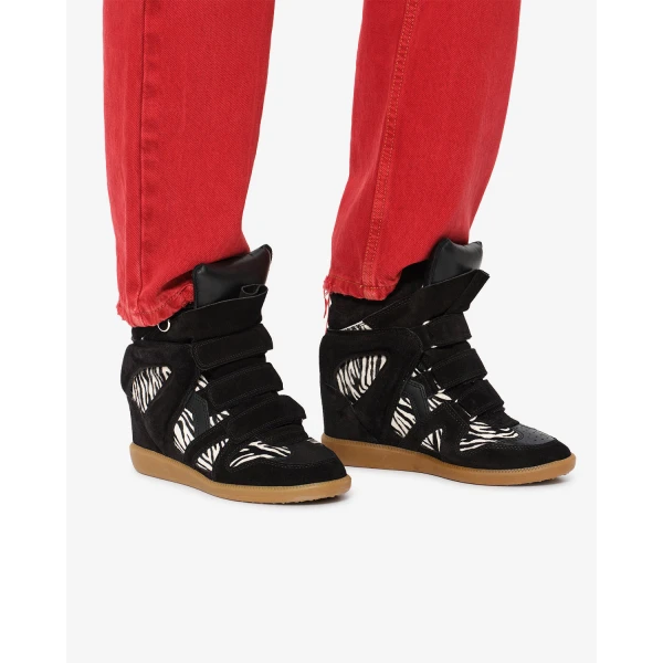 Isabel Marant Bekett Ring Sneakers in Black and Zebra | Sneakers | Coveti