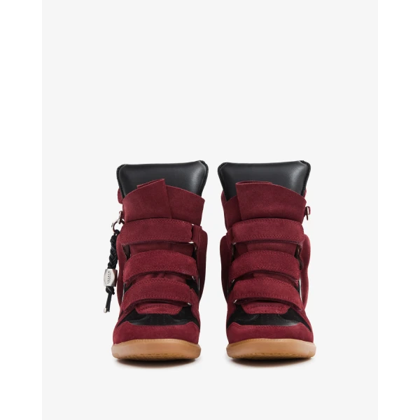 Isabel Marant Bekett Ring Sneakers in Burgundy and Black | Sneakers | Coveti