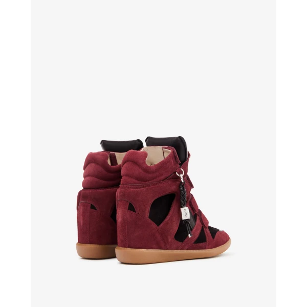 Isabel Marant Bekett Ring Sneakers in Burgundy and Black | Sneakers | Coveti