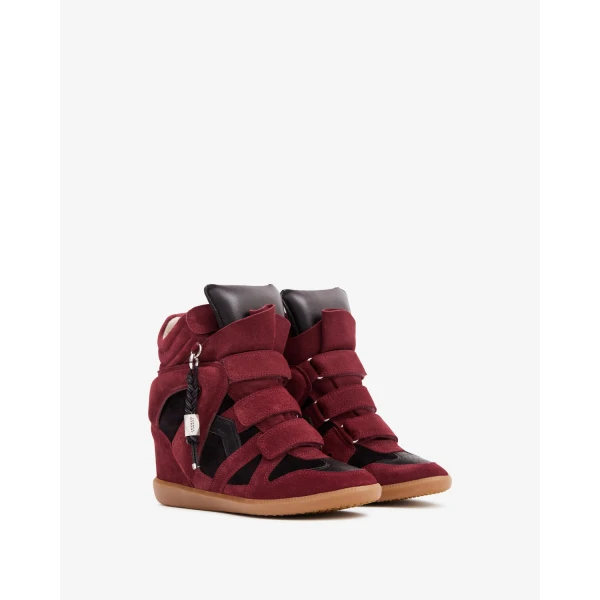 Isabel Marant Bekett Ring Sneakers in Burgundy and Black | Sneakers | Coveti