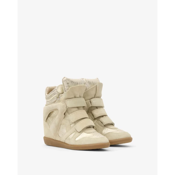 Isabel Marant Bekett Ring Sneakers in Light Beige and Light Gold | Sneakers | Coveti