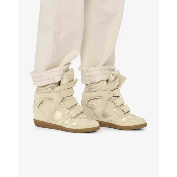Isabel Marant Bekett Ring Sneakers in Light Beige and Light Gold | Sneakers | Coveti