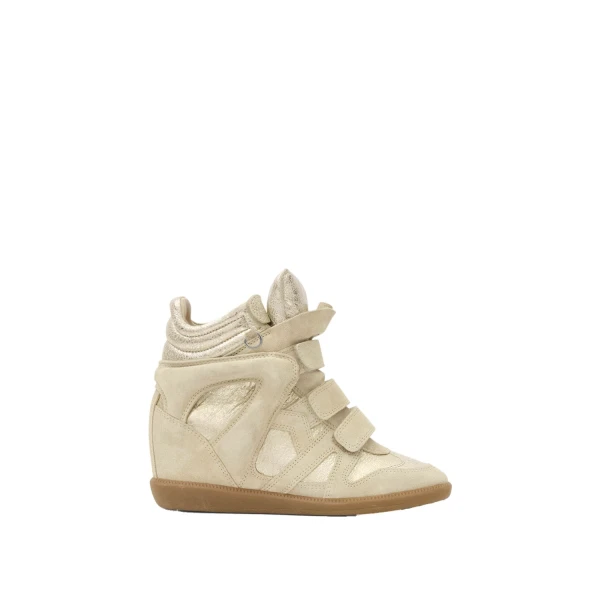 Isabel Marant Bekett Ring Sneakers in Light Beige and Light Gold | Women | Coveti