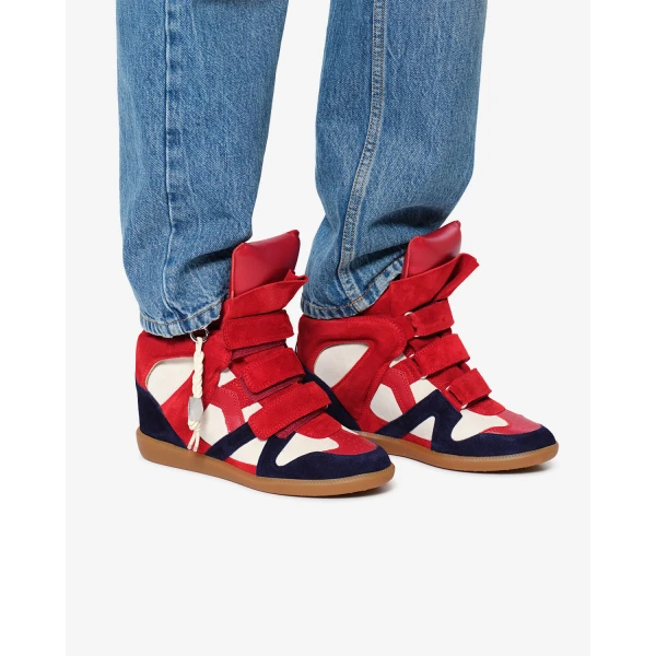 Isabel Marant Bekett Ring Sneakers in Red and Navy | Sneakers | Coveti