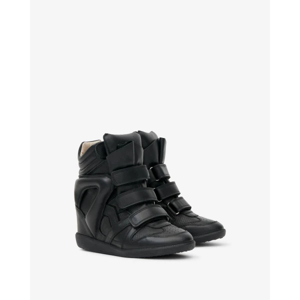 Isabel Marant Bekett Smooth Leather Sneakers in Black | Sneakers | Coveti