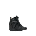 Isabel Marant Bekett Smooth Leather Sneakers in Black | Women | Coveti