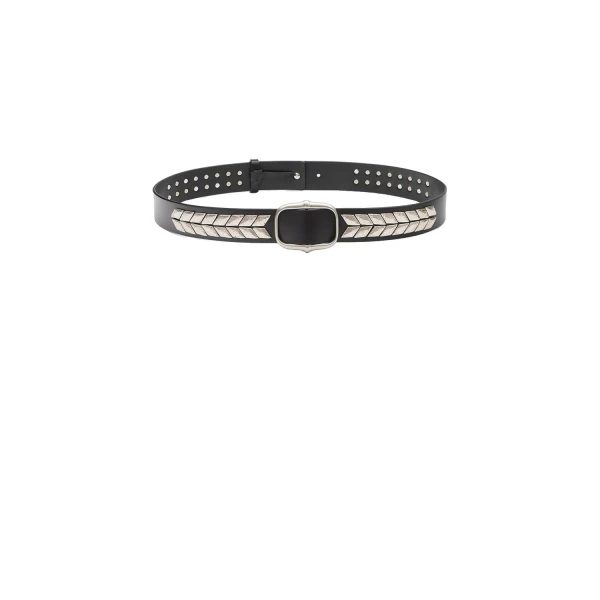 Belja Leather Belt in Black and Silver