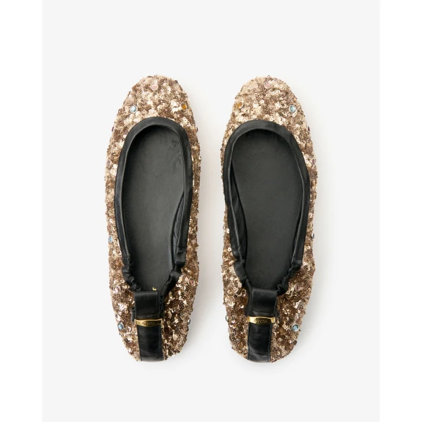 Isabel Marant Belna Ballet Flats in Light Gold | Flats | Coveti