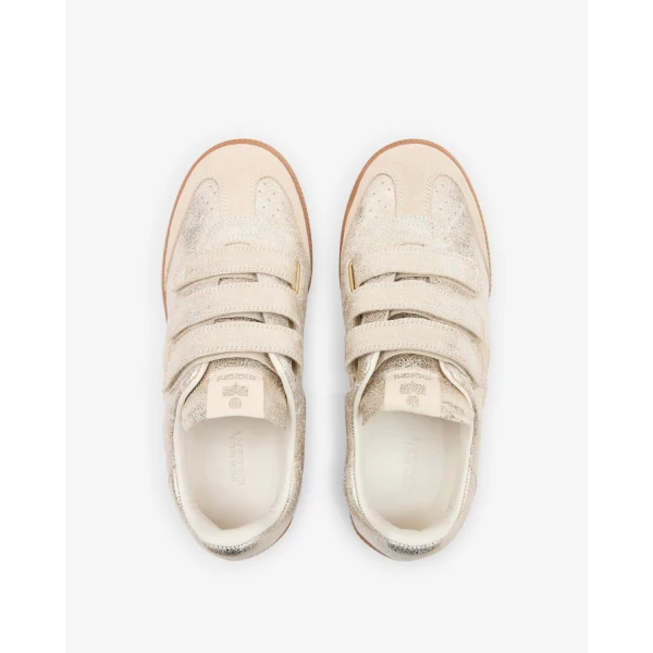 Isabel Marant Beth Sneakers in Light Gold and Light Blue | Sneakers | Coveti
