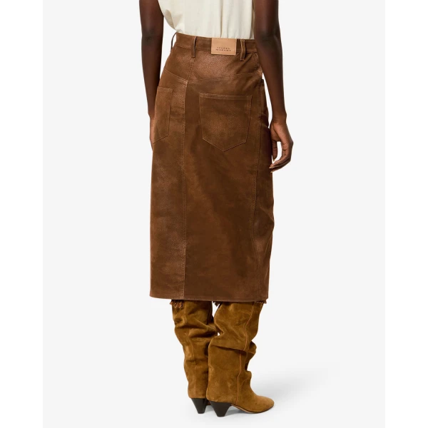 Isabel Marant Bisane Skirt in Brown | Midi Skirts | Coveti