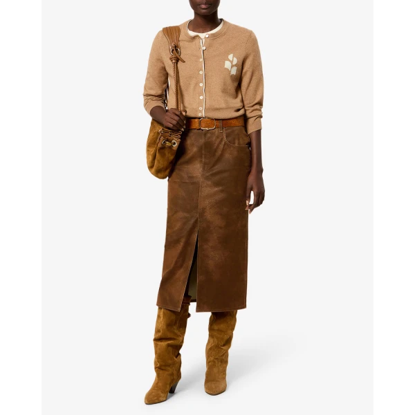 Isabel Marant Bisane Skirt in Brown | Midi Skirts | Coveti