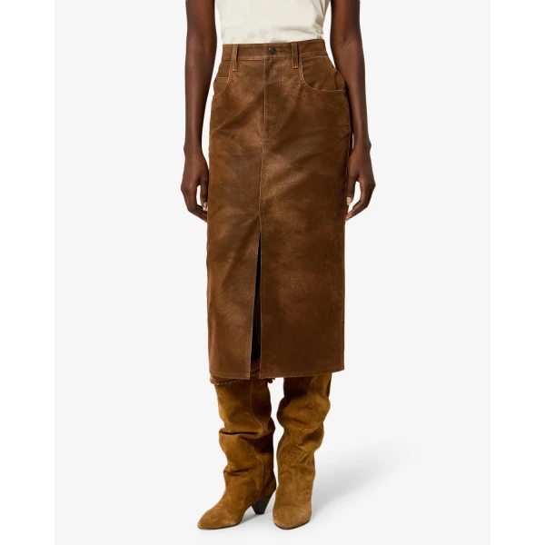 Isabel Marant Bisane Skirt in Brown | Midi Skirts | Coveti