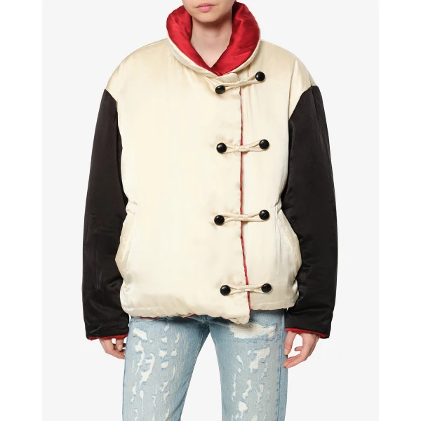 Isabel Marant Bleza Silk Coat in Champagne | Coats | Coveti