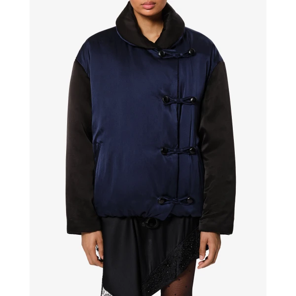 Isabel Marant Bleza Silk Coat in Midnight | Coats | Coveti