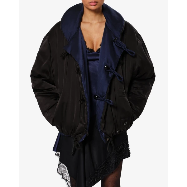Isabel Marant Bleza Silk Coat in Midnight | Coats | Coveti