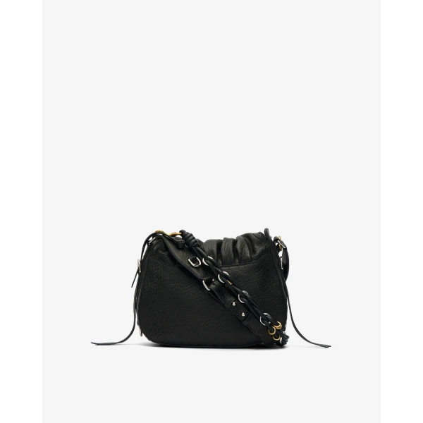 Isabel Marant Bolton Bag in Grained Leather, Black and Silver | Shoulder & Crossbody Bags | Coveti