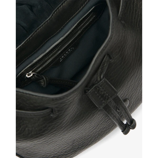 Isabel Marant Bolton Bag in Grained Leather, Black and Silver | Shoulder & Crossbody Bags | Coveti