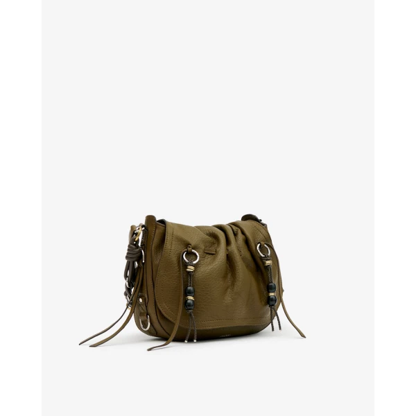 Isabel Marant Bolton Bag in Grained Leather, Khaki | Shoulder & Crossbody Bags | Coveti