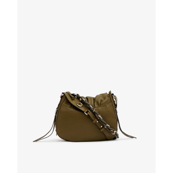 Isabel Marant Bolton Bag in Grained Leather, Khaki | Shoulder & Crossbody Bags | Coveti