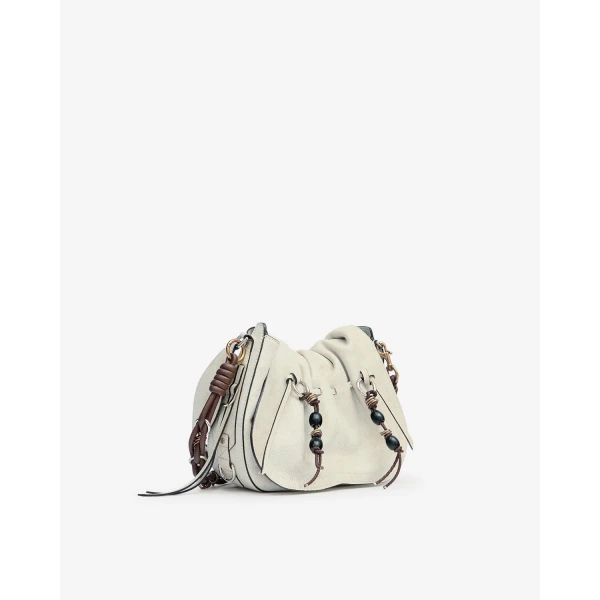 Isabel Marant Bolton Bag in Suede Leather, Chalk | Shoulder & Crossbody Bags | Coveti
