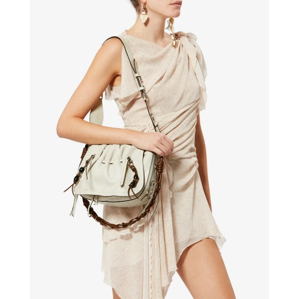 Isabel Marant Bolton Bag in Suede Leather, Chalk | Shoulder & Crossbody Bags | Coveti