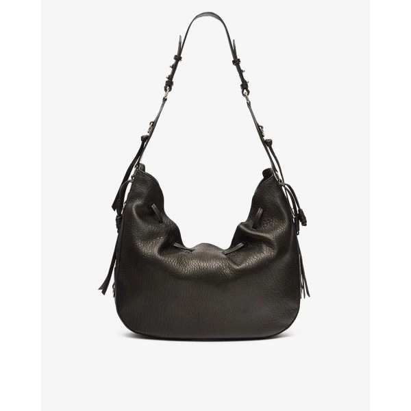 Isabel Marant Bolton Hobo Bag in Leather, Black and Silver | Shoulder & Crossbody Bags | Coveti