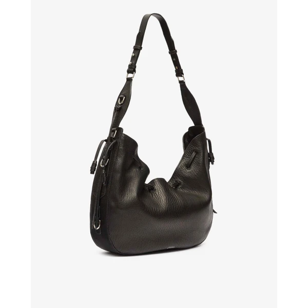Isabel Marant Bolton Hobo Bag in Leather, Black and Silver | Shoulder & Crossbody Bags | Coveti