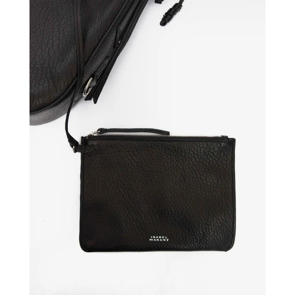 Isabel Marant Bolton Hobo Bag in Leather, Black and Silver | Shoulder & Crossbody Bags | Coveti