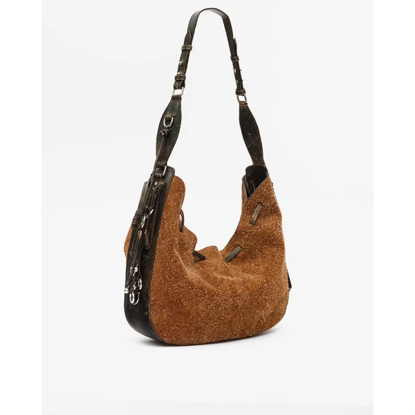 Isabel Marant Bolton Hobo Bag in Suede Leather, Chestnut | Shoulder & Crossbody Bags | Coveti