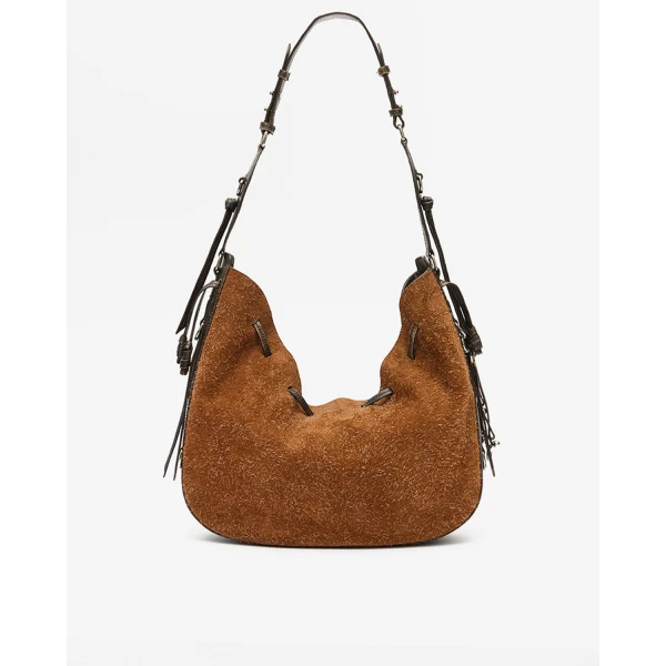 Isabel Marant Bolton Hobo Bag in Suede Leather, Chestnut | Shoulder & Crossbody Bags | Coveti
