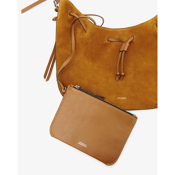 Isabel Marant Bolton Hobo Bag in Suede Leather, Cognac | Shoulder & Crossbody Bags | Coveti