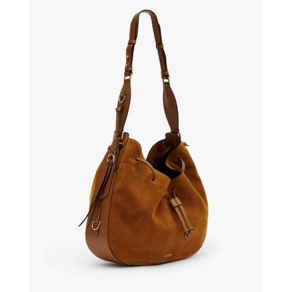 Isabel Marant Bolton Hobo Bag in Suede Leather, Cognac | Shoulder & Crossbody Bags | Coveti