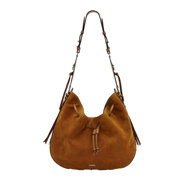 Bolton Hobo Bag in Suede Leather, Cognac