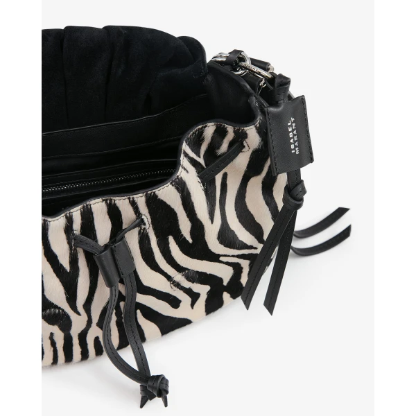 Isabel Marant Bolton Leather Bag in Zebra | Shoulder & Crossbody Bags | Coveti