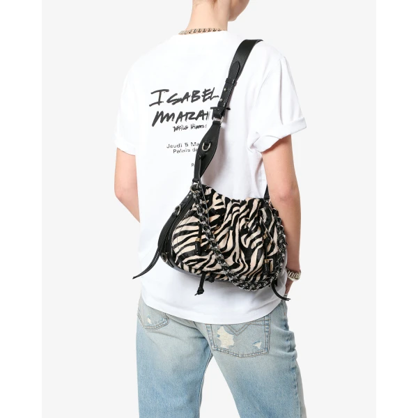 Isabel Marant Bolton Leather Bag in Zebra | Shoulder & Crossbody Bags | Coveti