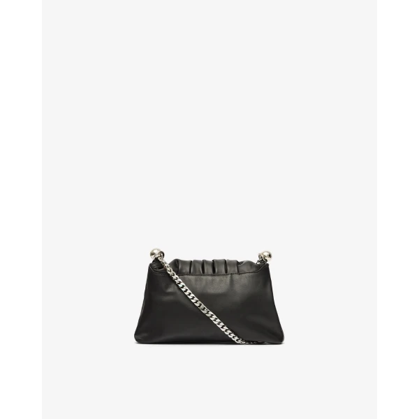 Isabel Marant Bolton Pouch Bag in Leather, Black and Silver | Clutch Bags | Coveti