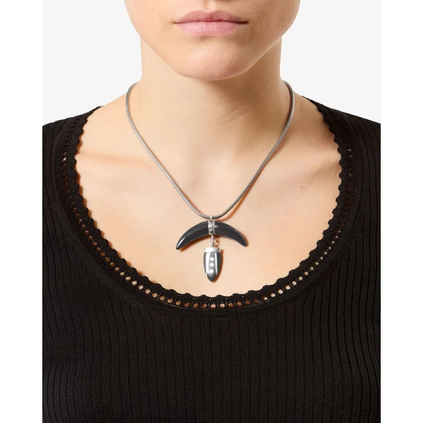 Isabel Marant Cala Necklace in Black and Silver | Necklace | Coveti