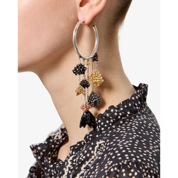 Isabel Marant Catalina Hoop Earrings in Anthracite and Silver | Earrings | Coveti