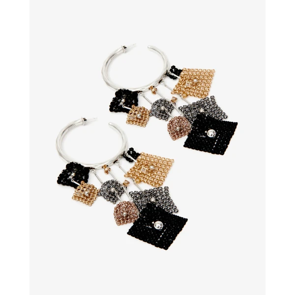 Isabel Marant Catalina Hoop Earrings in Anthracite and Silver | Earrings | Coveti