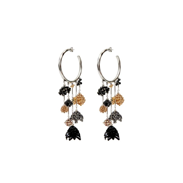 Isabel Marant Catalina Hoop Earrings in Anthracite and Silver | Women | Coveti