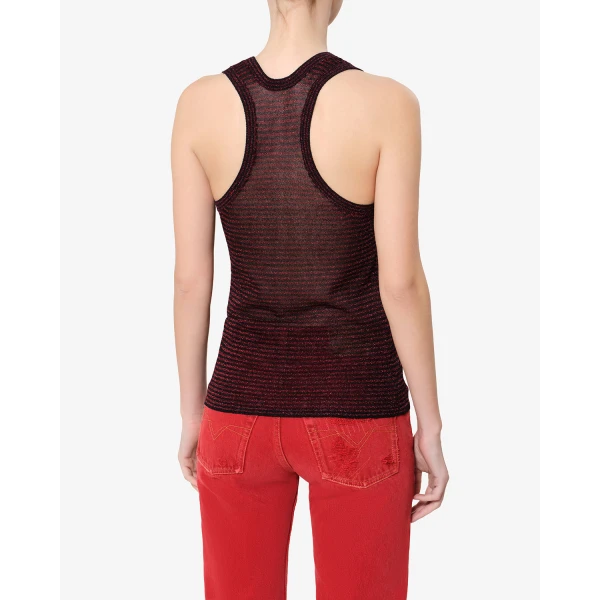 Isabel Marant Cevara Tank Top in Black and Red | Sleeveless | Coveti