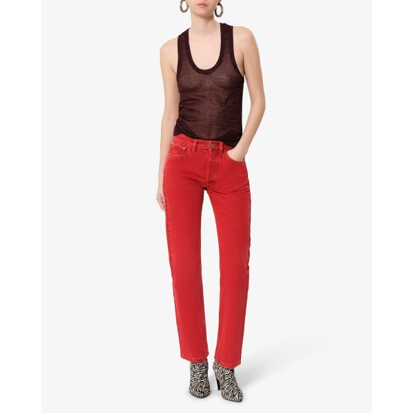 Isabel Marant Cevara Tank Top in Black and Red | Sleeveless | Coveti