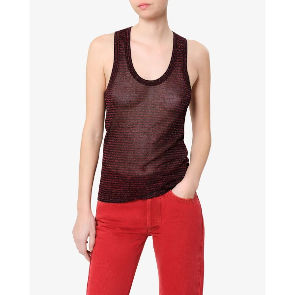Isabel Marant Cevara Tank Top in Black and Red | Sleeveless | Coveti