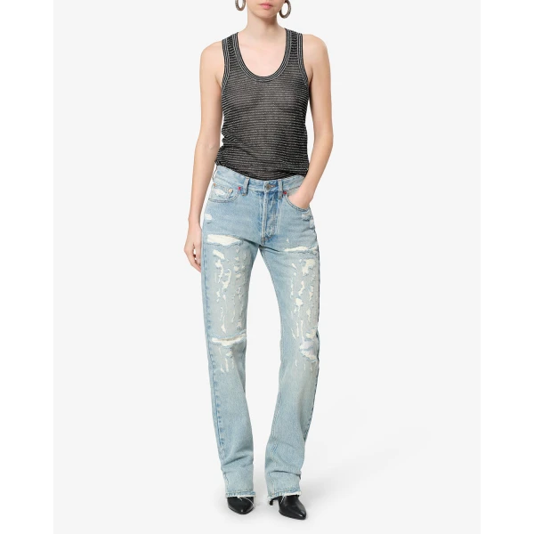 Isabel Marant Cevara Tank Top in Black and Silver | Sleeveless | Coveti